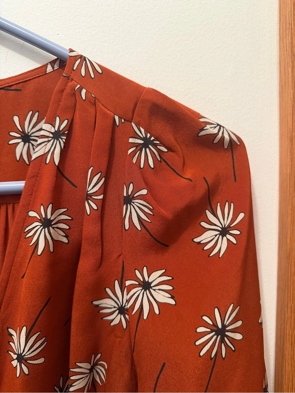 Madewell Rust Floral Tie-Waist Wrap Blouse